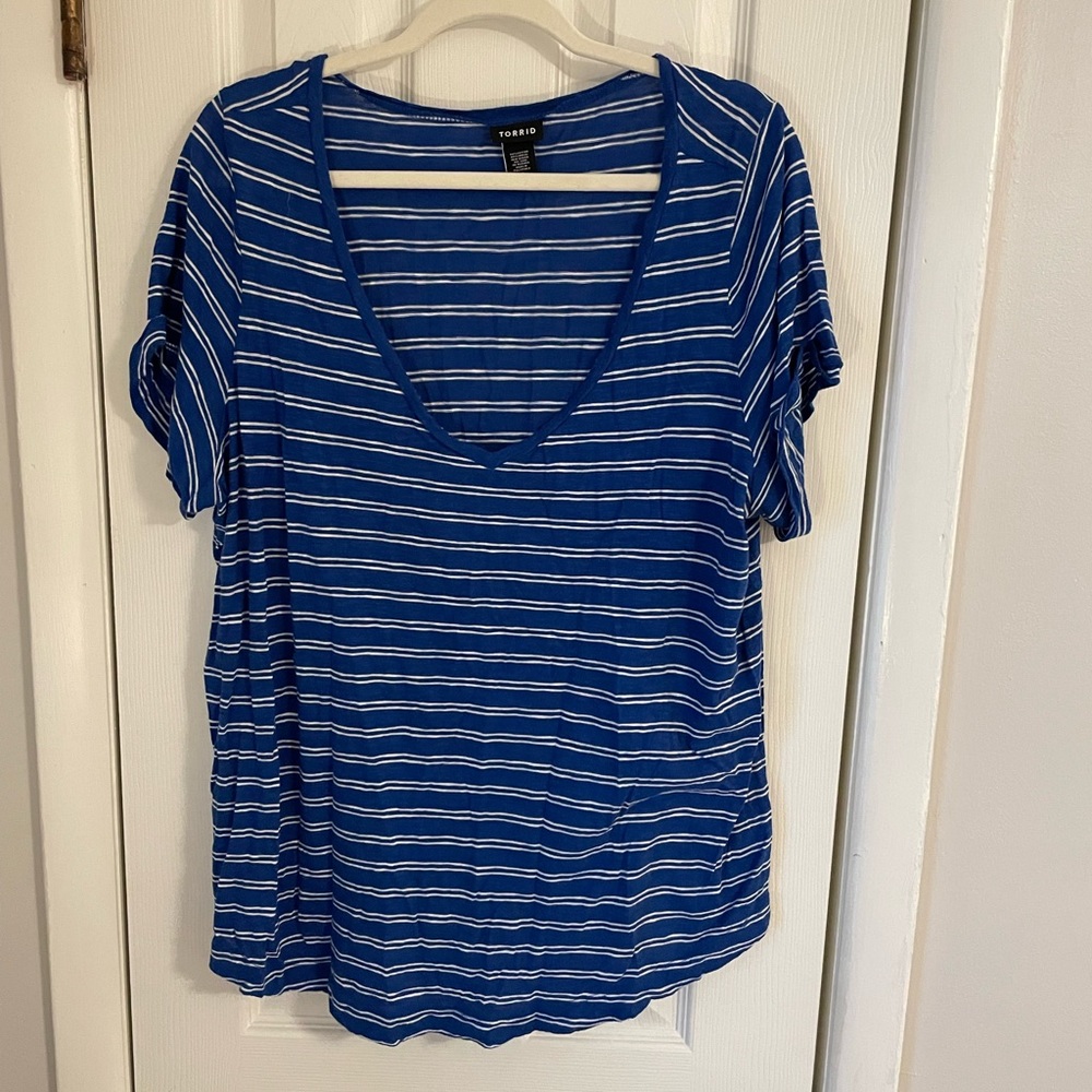 Torrid Blue and White Stripped Top